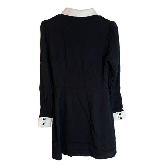 Reformation Women's Scheana Mini Black Collared Button Up Chiffon Shirt Dress 10 - Picture 3 of 10